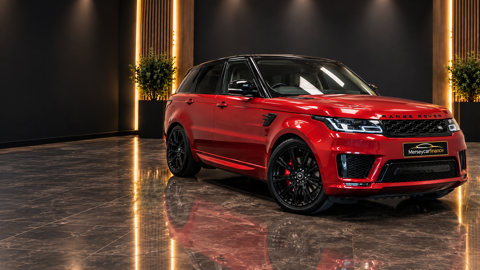 Red Range Rover Sport in the Mersey Car Finance showroom